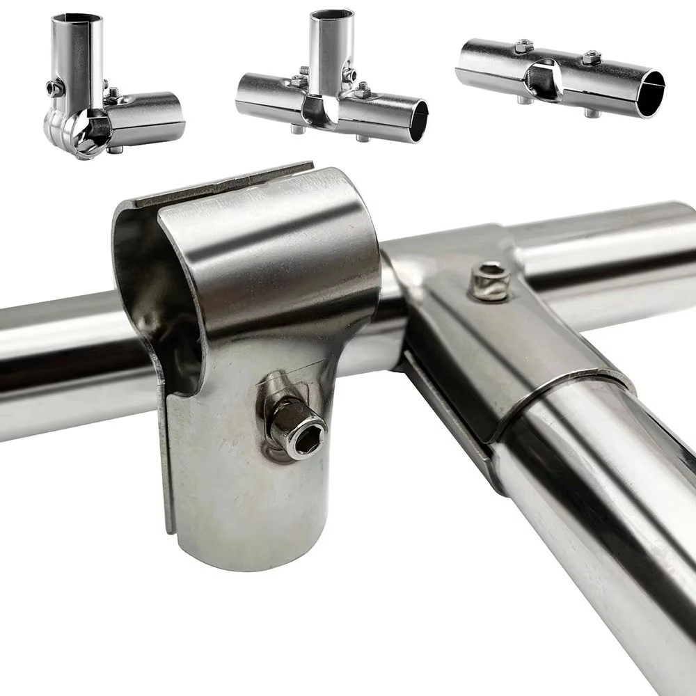 Furniture Hardware Display - Roestvrijstalen ronde pijpverbinding buisconnector 2 stuks
