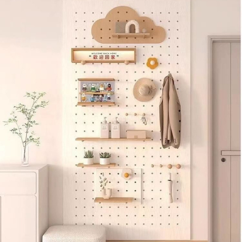 Furniture Hardware Display - Opbergrek voor entree-gatenborden, houten display-opbergwand, cloud-opbergrek,