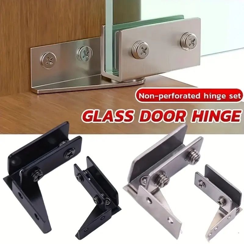 Furniture Hardware Display - 2 stuks niet-geperforeerde glazen deurscharnieren, vitrinekastscharnier,