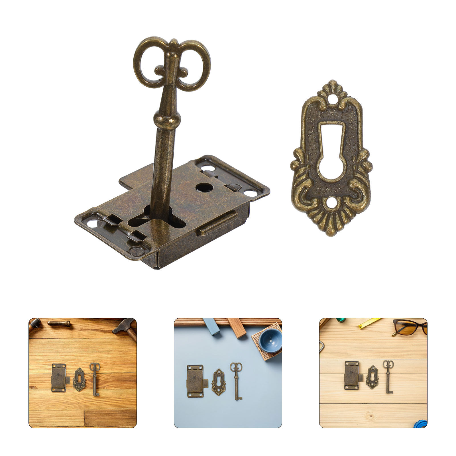 Vintage Furniture Hardware Replacement - 4 Sets Retro Kastslot IJzeren Kastdeursleutel