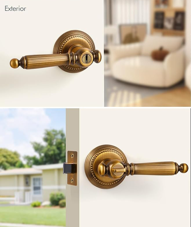 Door Handle Bar - Gele antieke bronzen sleutel, deurklink met